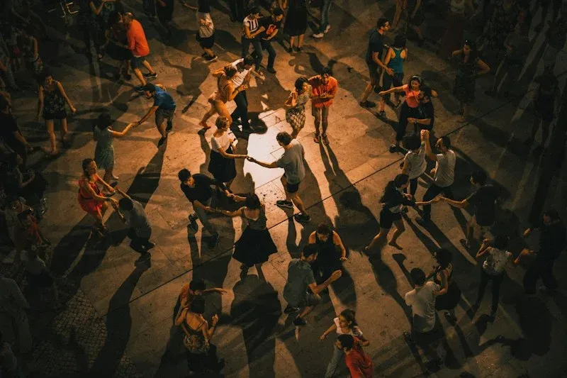 Guests taking part in a dance activity